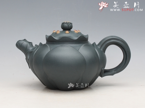 紫砂壶图片：荷花 民国绿泥... - 美壶网