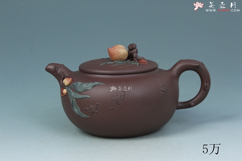 紫砂壶图片：五福寿桃壶 - 美壶网