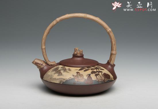 紫砂壶图片：双竹提梁 - 美壶网