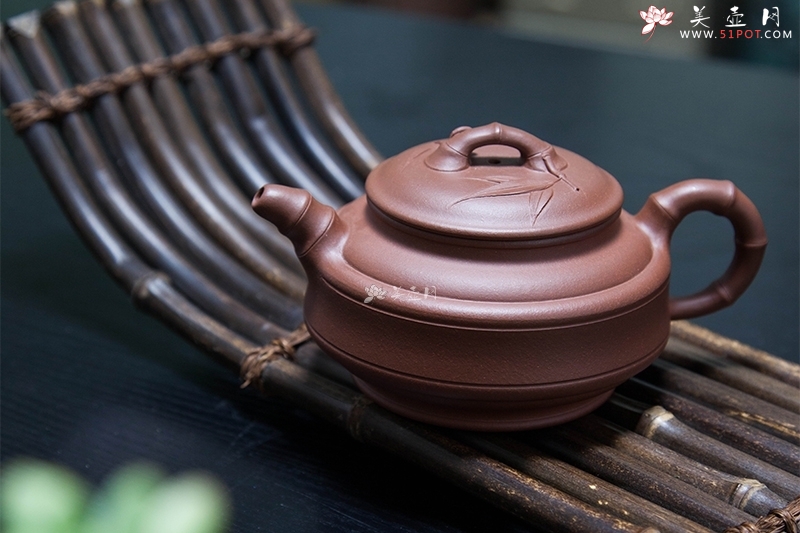 紫砂壶图片：双线竹鼓壶 - 美壶网