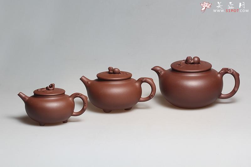 紫砂壶图片:春桃壶(三件套) - 美壶网