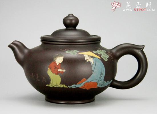 紫砂壶图片:彩绘老泥思缘280cc - 美壶网