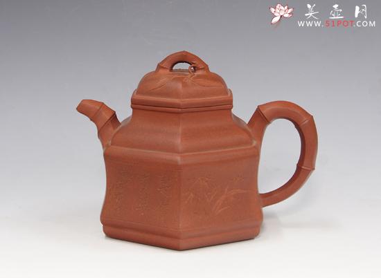 紫砂壶图片:六方高竹顶 - 美壶网