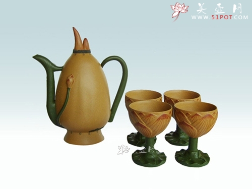 紫砂壶图片：荷花酒具 - 美壶网