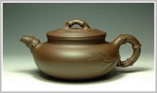 蔡一强紫砂壶 仿古竹 原矿黑星土