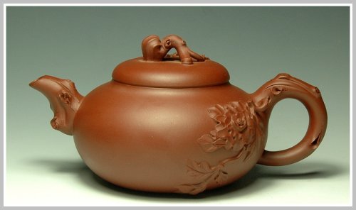 范国名紫砂壶 牡丹 原矿清水泥