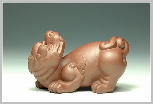 徐浩紫砂壶 回头貔貅 原矿清水泥