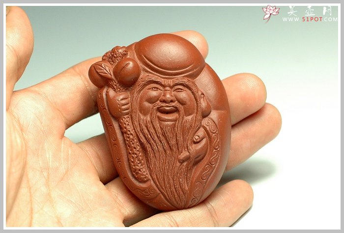 紫砂壶图片：手把件寿星 - 美壶网