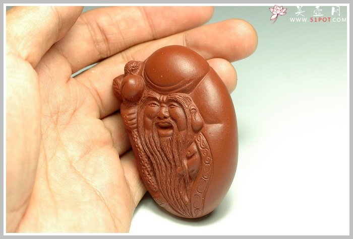 紫砂壶图片：手把件寿星 - 美壶网