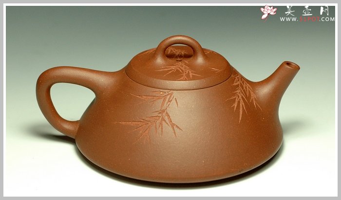 紫砂壶图片：刻竹的瓢2 - 美壶网