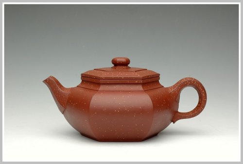 蔡一强紫砂壶 大彬六方-点砂 原矿清水泥
