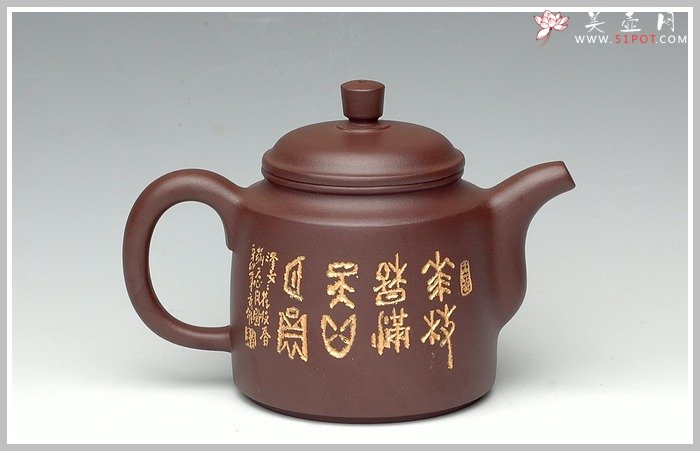 紫砂壶图片：描金兰花之玉柱 - 美壶网