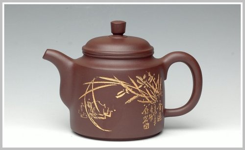 李彦雄紫砂壶 描金兰花之玉柱 原矿紫泥