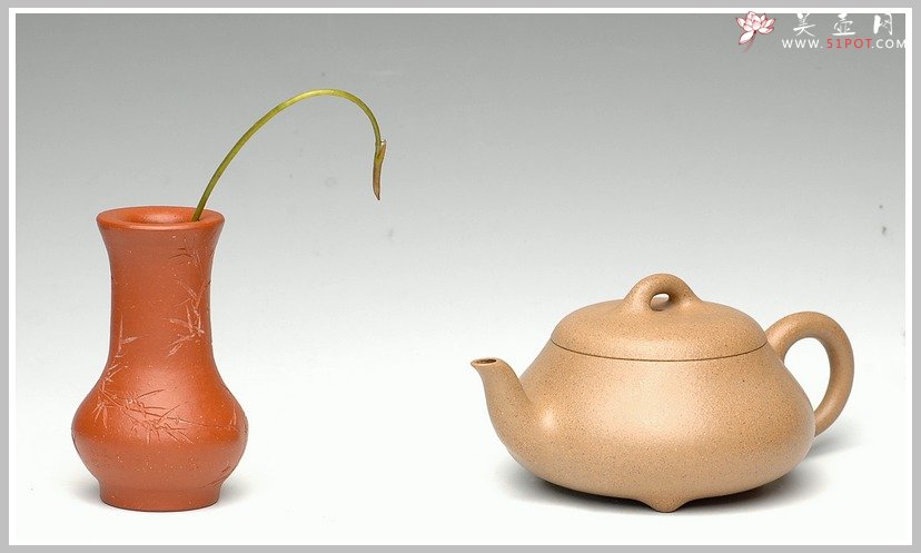 紫砂壶图片：全手清竹一对小花瓶 - 美壶网