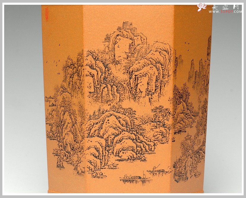 紫砂壶图片：通转山水之兰花盆 - 美壶网