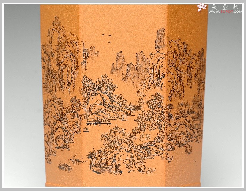 紫砂壶图片：通转山水之兰花盆 - 美壶网