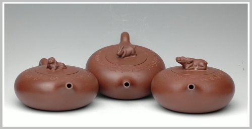 蔡一强紫砂壶 旺壶集合之旺财/玉兔/牛运 原矿紫泥