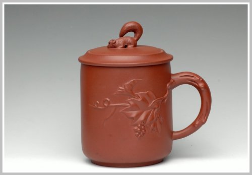 紫砂盖杯紫砂壶 松鼠葡萄杯 原矿清水泥