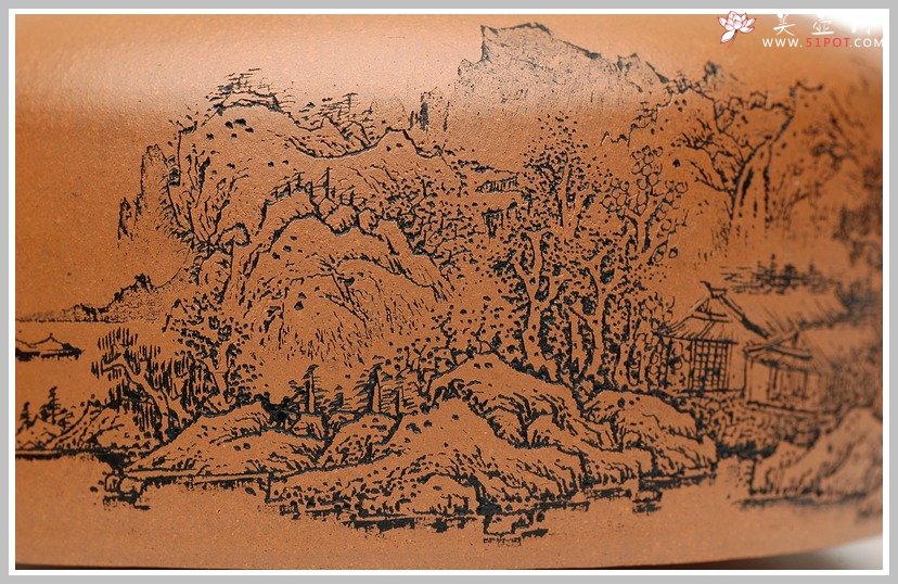 紫砂壶图片：通转山水全手段井栏 - 美壶网