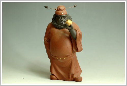 王健紫砂壶 钟馗引福 原矿清水泥