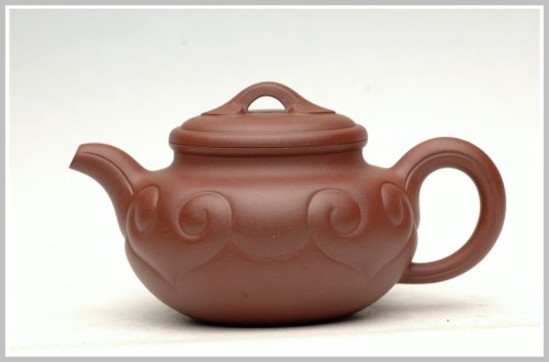 曲峰紫砂壶 仿古如意 原矿紫泥