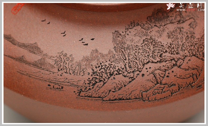 紫砂壶图片：通转山水之包嘴合欢 - 美壶网