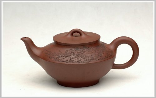 李彦雄紫砂壶 通转山水之包嘴合欢 原矿紫泥