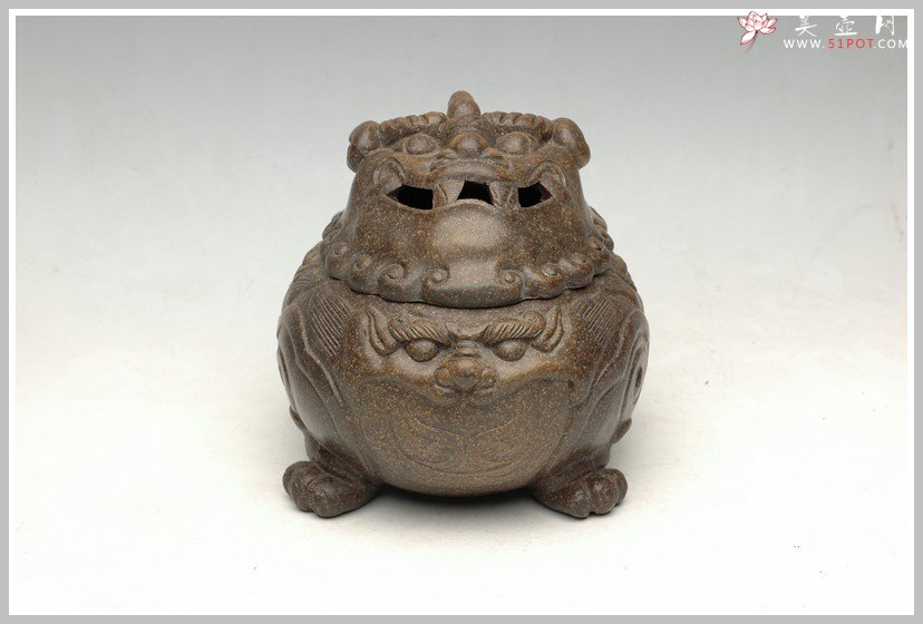 紫砂壶图片：雄狮香炉 - 美壶网