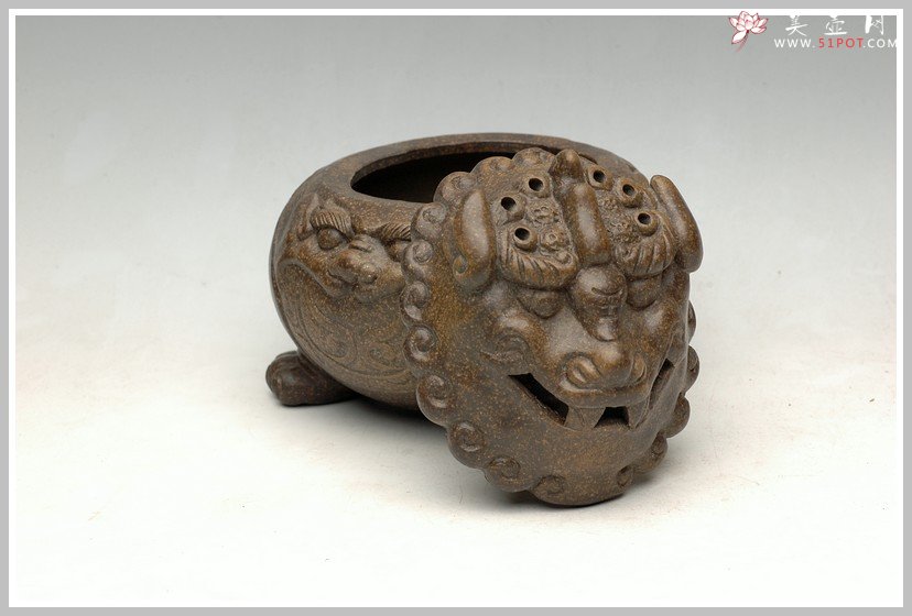 紫砂壶图片：雄狮香炉 - 美壶网