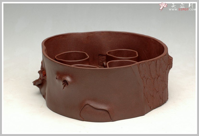 紫砂壶图片：全手松梅水洗杯子套组 - 美壶网