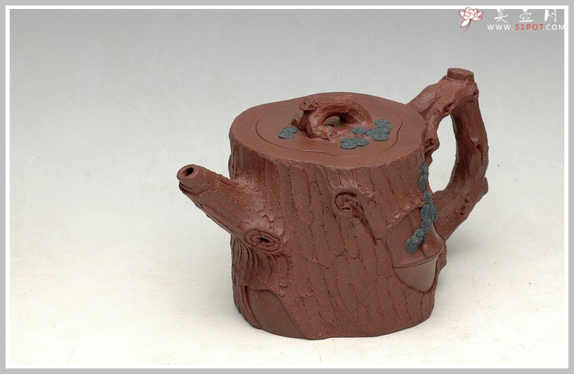 紫砂壶图片：全手花货精品之松竹常青 - 美壶网