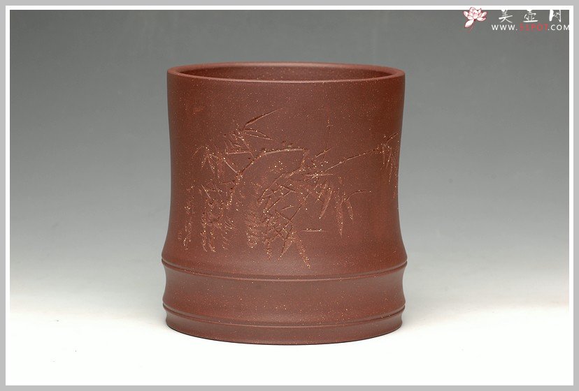 紫砂壶图片：竹梢微动觉风来  竹节笔筒 - 美壶网