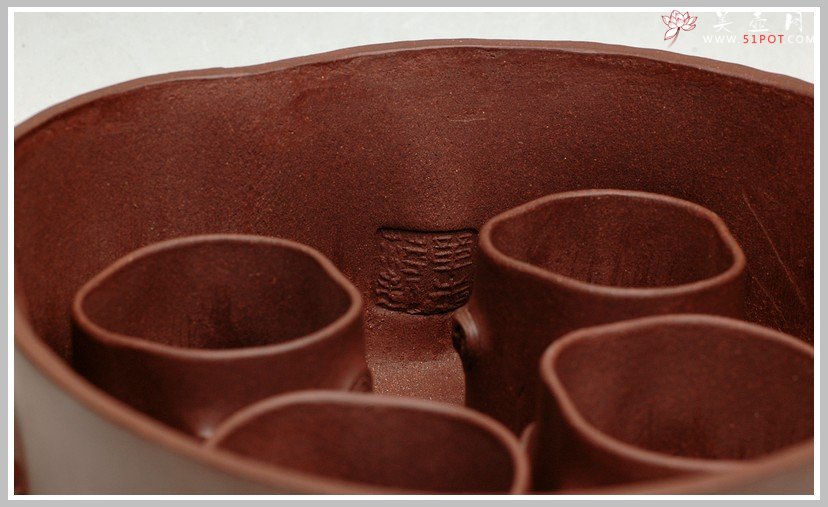 紫砂壶图片：全手松梅水洗杯子套组 - 美壶网