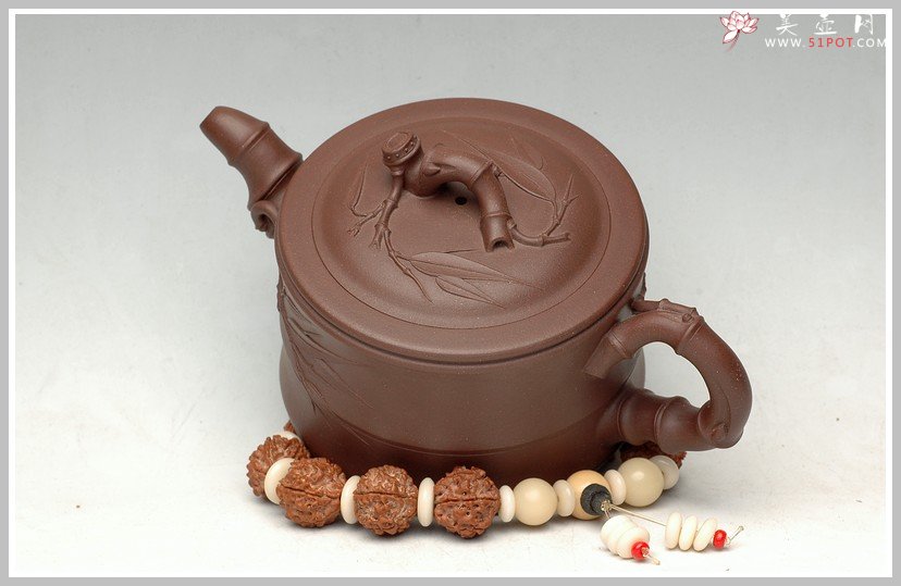 紫砂壶图片：曲峰花货精品 小竹段 - 美壶网
