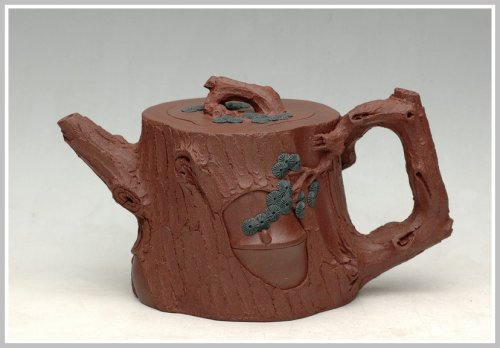 单志萍紫砂壶 全手花货精品之松竹常青 原矿底槽清