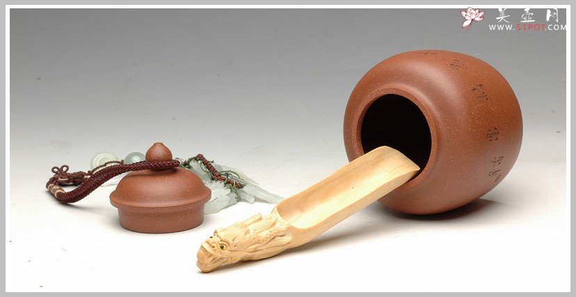 紫砂壶图片：清雅刻鸟茶叶罐 精致 可人 - 美壶网