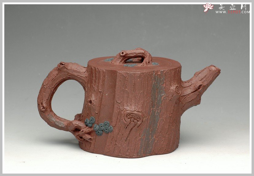 紫砂壶图片：拙壮   全手精品之苔痕松桩 - 美壶网