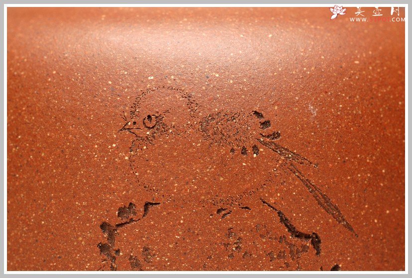 紫砂壶图片：清雅刻鸟茶叶罐 精致 可人 - 美壶网