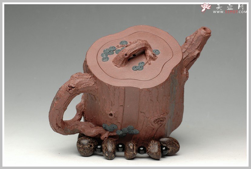 紫砂壶图片：拙壮   全手精品之苔痕松桩 - 美壶网
