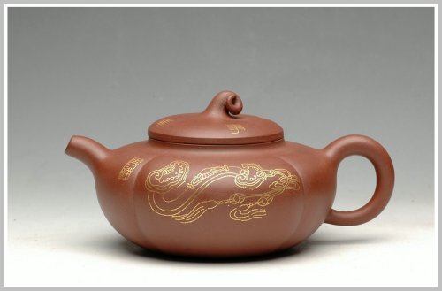 朱永忠紫砂壶 纯金装饰 事事如意 原矿紫泥