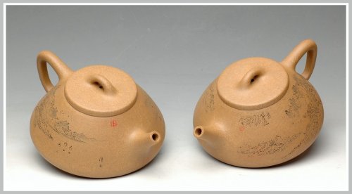 曲峰紫砂壶 强强联合 李彦雄通景山水 全手子冶石瓢 原矿段泥