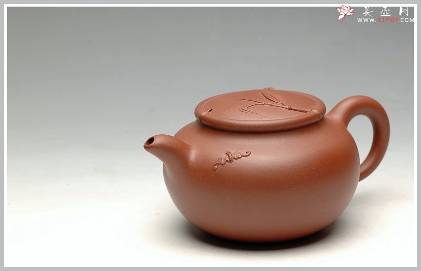 紫砂壶图片：送礼佳品 祝福（有竹子，有蝙蝠：）壶 优质底料 - 美壶网