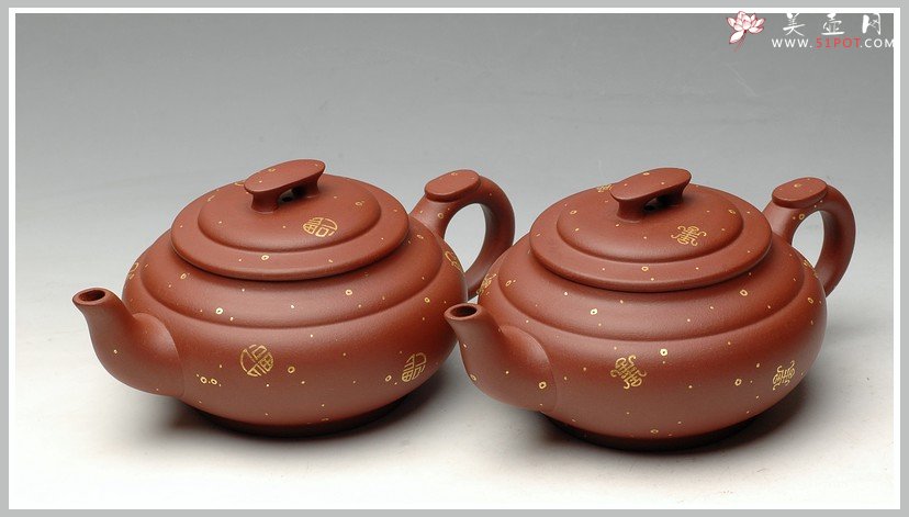 紫砂壶图片：24k真金  福寿双全之上新桥  送礼佳品 - 美壶网