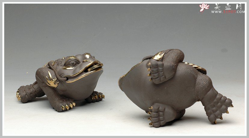 紫砂壶图片：描金 小金蟾 精致可人 - 美壶网