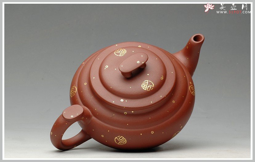 紫砂壶图片：24k真金  福寿双全之上新桥  送礼佳品 - 美壶网