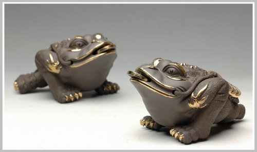 美壶定制紫砂壶 描金 小金蟾 精致可人 原矿黑泥