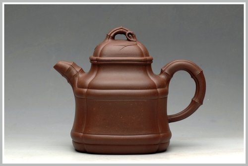 王孝新紫砂壶 融合方器、花货、筋囊融为一体  四方竹段 原矿紫泥