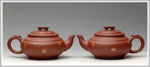 何卫枫紫砂壶 24k真金  福寿双全之上新桥  送礼佳品 原矿清水泥