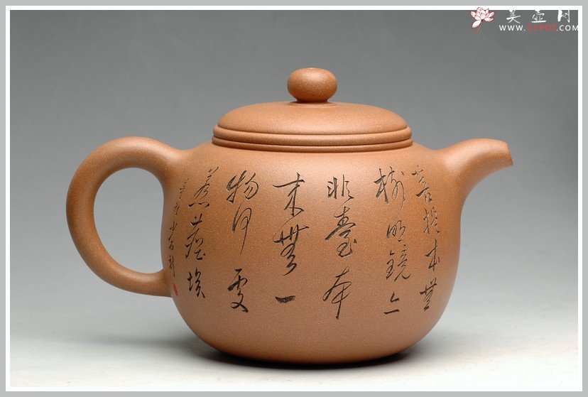 紫砂壶图片：张听刚老师刻绘 精品 陈进年终力作 一捺底 全手大匏尊 - 美壶网