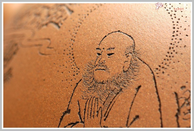 紫砂壶图片：张听刚老师刻绘 精品 陈进年终力作 一捺底 全手大匏尊 - 美壶网